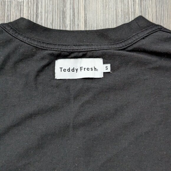 Teddy Fresh | Women's Small Black Tee with Multicolor Teddy Bears | 100% Cotton - Picture 3 of 5